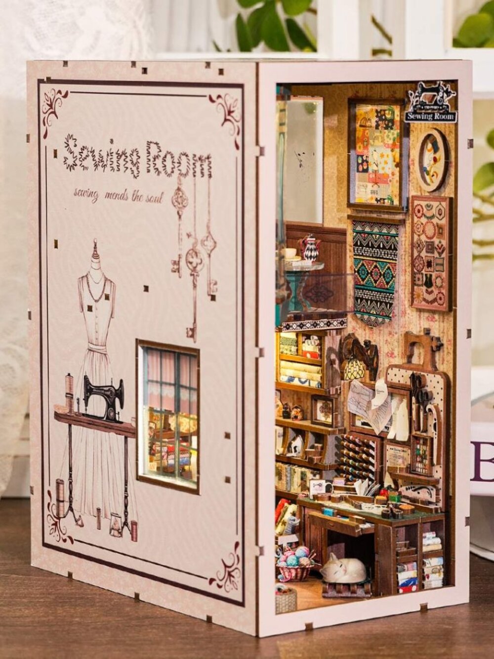 Fifijoy Wooden Book Nook DIY Kit 3D Puzzle (Sewing Room)